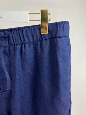 Frescobol Carioca Navy Linen Menswear Trousers Size UK 36