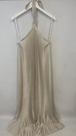 L'Idée Champagne Pleated Déesse Gown Dress Size US 4 (UK 8) RRP £352
