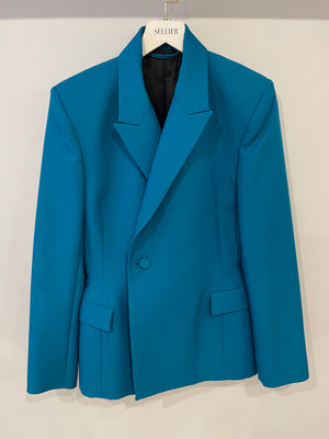 Balenciaga Petrol Blue Waisted Blazer Jacket Size FR 36 (UK 8) RRP £2,230