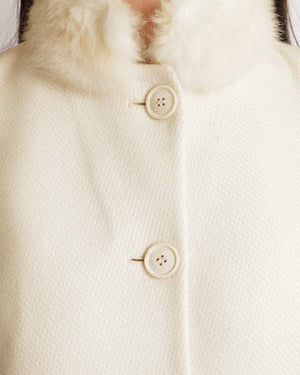 Loro Piana Cream Cashmere Coat with Sable Fur Collar Size IT 40 (UK 8)