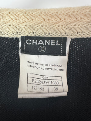 Chanel Black & Cream Long Sleeve Longline Cardigan Size FR 38 (UK 10)