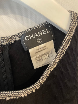 Chanel Black and Silver Mini Sleeveless Dress with Pocket Details Size FR 36 (UK 8)