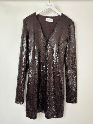16Arlington Brown Solarium Sequin Mini Dress Size UK 8