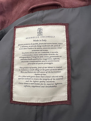 Brunello Cucinelli Menswear Burgundy Suede Leather Quilted Gilet Size S (UK 36)