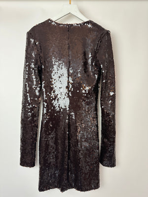 16Arlington Brown Solarium Sequin Mini Dress Size UK 8