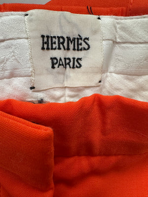 Hermes Bright Orange Tailored Trousers FR 38 Size UK 8