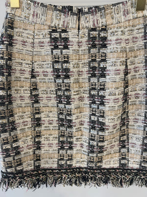 Ralph & Russo Black and Multi-Colour Tweed Sequin Top and Mini Skirt Set with Textured Gold Buttons Size FR 38/40 (UK 10/12)