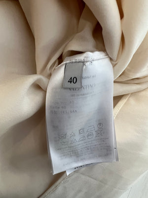 Valentino Cream Wool Short-Sleeved Mini Dress with Vlogo Belt Size IT 40 (UK 8)