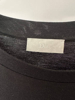 Christian Dior Black Menswear Round Neck T-shirt with Christian Dior Atelier Logo Detail in Gold Size L (EU 50)