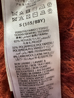 Gucci Burgundy Mohair V-Neck Jumper with GG Details Size S (UK 8)