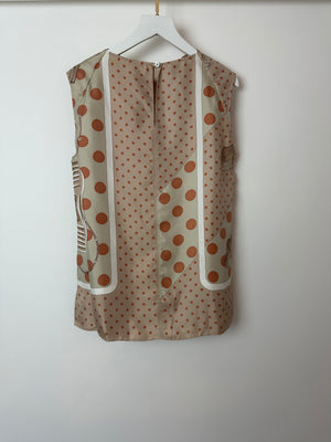 Hermès Beige, Cream Silk 'Clic Clac à Pois' Print Pyjama Top & Trouser Set Size FR 38 (UK 10)
