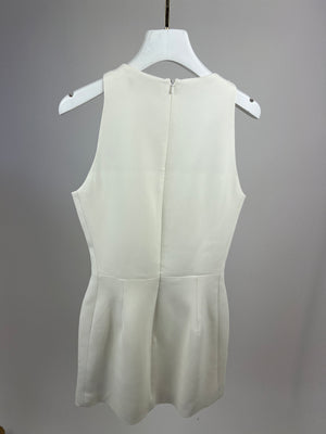 David Koma White Crystal Flame Embellished Mesh Mini Dress Size UK 10
