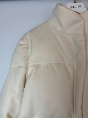 Loro Piana Cream Cashmere Puffer Down Jacket with Cuffed Sleeves Details Size IT 44 (UK 12) RRP 4200£
