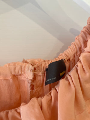 Fendi Baby Pink Silk Off-The-Shoulder Long Dress Size IT 38 (UK 6)