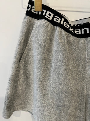 Alexander Wang Light Grey Ribbed Shorts and Top Set with Black Logo Size M (UK 10)