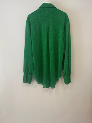 Oséree Green Lumière Lurex Long-Sleeve Shirt Size S-M (UK 8-10)