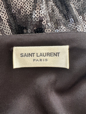 Saint Laurent Black Long Sleeve Sequin Mini Dress FR S (UK 8)