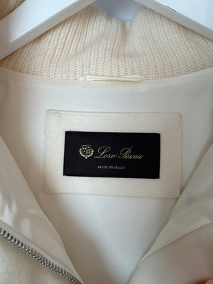Loro Piana Cream Cashmere Puffer Down Jacket with Cuffed Sleeves Details Size IT 44 (UK 12) RRP 4200£