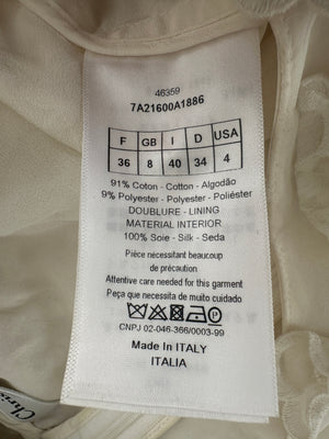 Christian Dior White Long Sleeve Maxi Dress with Floral Appliqué Detail Size FR 36 (UK 8)