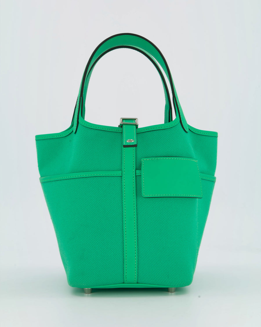 Hermès Picotin 18 Cargo Bag In Vert Comics in Swift Leather and Toile Goeland With Palladium Hardware