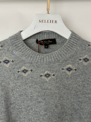 Loro Piana Light Blue Alpe Pile Crew Neck Cashmere Jumper Size M (UK 10)