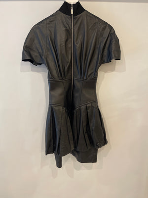 Louis Vuitton Black Leather Mini Short Sleeve Dress with Corset Detail Size FR 34 (UK 6)