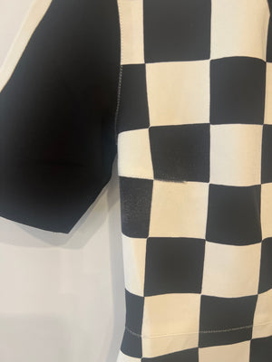 Louis Vuitton Black and White Checkered Mini Dress with Brown Monogram Details FR 38 (UK 10)