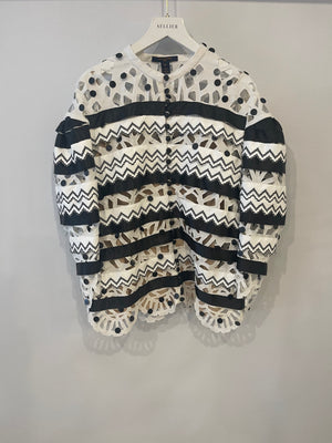 Louis Vuitton Black and White Top with Cut Out and Sequin Details Size FR 40 (UK 12)