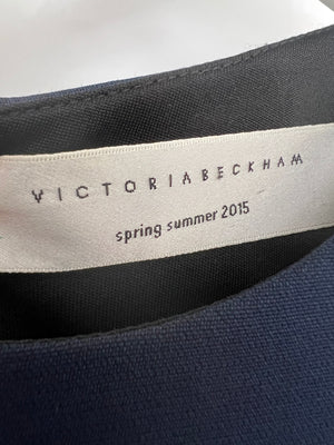 Victoria Beckham Navy Asymmetric Midi Dress Size UK 12