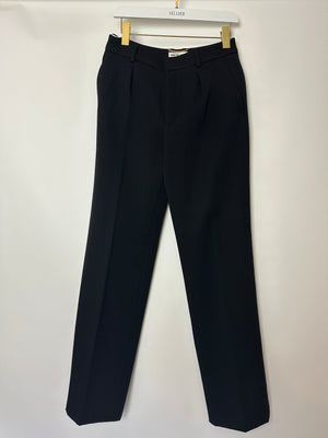 Saint Laurent Black Pin Stripe Straight Leg Trousers Size FR 36 (UK 8)