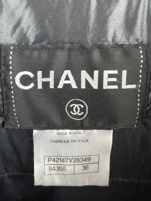 Chanel Black Down Coat with Velcro Closure Detail FR 36 (UK 8)