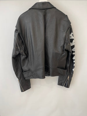 Balenciaga Black Leather Biker Jacket with Logo and Buckle Details Size IT 46 (UK 14) RRP £5,000