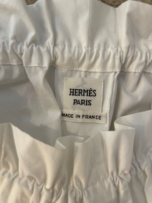 Hermès White Shorts With Ruched Waistband and Drawstring Detail Size FR 36 (UK 8)