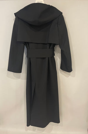 Alaïa Black Belted Double Breasted Coat with Hood Detail Size FR 34 (UK 6) RRP £3,500