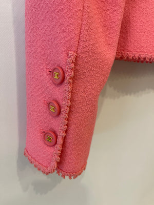 Chanel SS/97 Vintage Candy Pink Tweed Jacket with Collar Detail and Gold CC Buttons FR 40 (UK 12)