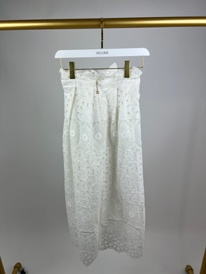 Raquel Diniz White Crochet Bralet and Skirt Set Size IT 38 (UK 6)