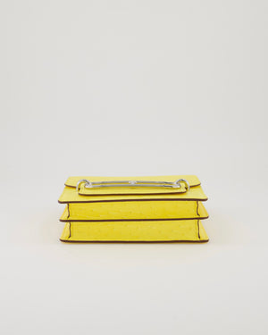 Hermès Mini Roulis 18 in Jaune Citron Ostrich Leather with Palladium Hardware