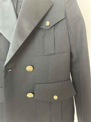 Balmain Black Double-Breasted Blazer with Safari Pockets and Gold Buttons Size FR 40 (UK 12)