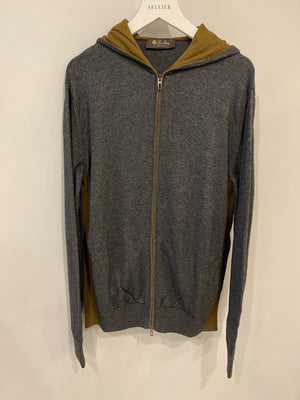 Loro Piana Dark Grey Cashmere Gilet and Jogger Set with Khaki Detail Size S (UK 8)