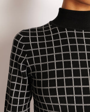 Hermès Black and White Cashmere Checkered High Neck Jumper Size FR 34 (UK 6) RRP £1,500