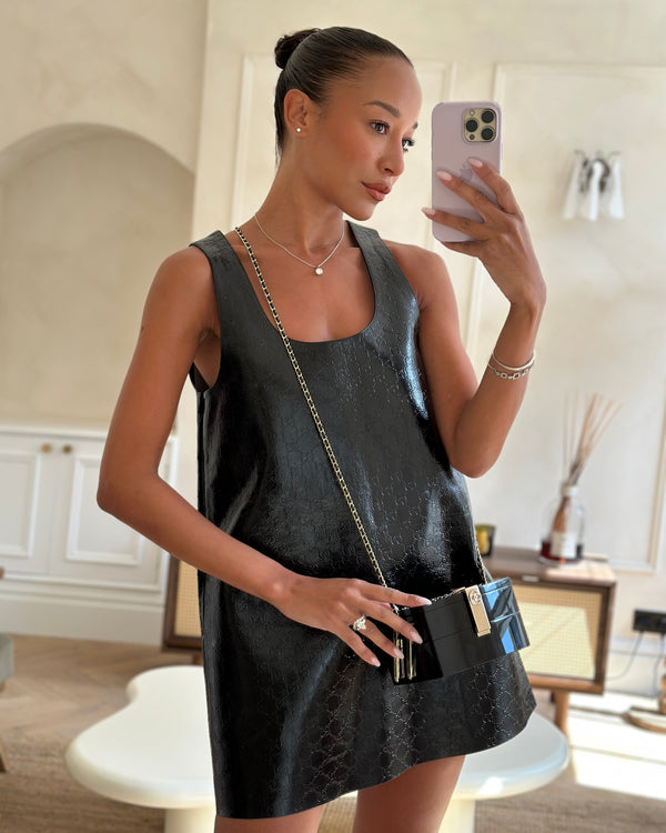 *COLLECTOR'S PIECE* Chanel Black Moonlight Crystal Lucite 2016 Runway Vanity Bag with Champagne Gold Hardware.