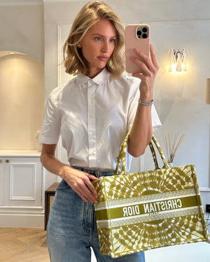 Christian Dior Khaki Green Tye Dye Medium Book Tote RRP £2500