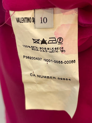 Valentino Hot Pink Silk Sleeveless Maxi Dress with Ruffle Details Size US 10 (UK 14)