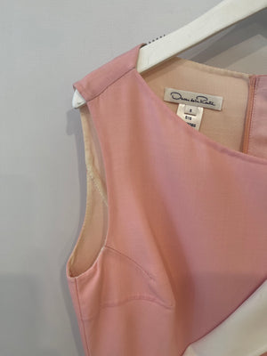 Oscar De La Renta SS 2015 Bubblegum Pink and White Sleeveless Midi Dress Size US 6 (UK 10)