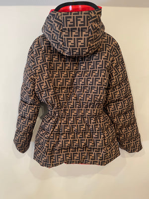 Fendi Red and Brown Reversible Jacket and Trousers Ski Set with Monogram Details Size IT 38 (UK 6)
