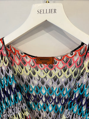 Missoni Mare Multicolour Scalloped Crochet Maxi Beach Cover Up Dress with Side Slits Size IT 44 (UK 12)