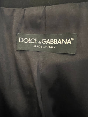 Dolce & Gabbana Black Double-Breasted Coat with Gold Buttons Size IT 44 (UK 12)