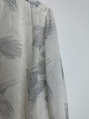 Loewe x Paula's Ibiza White and Blue Parrot Print & Shirt with Back Slit Detail Size FR 32 (UK 4)