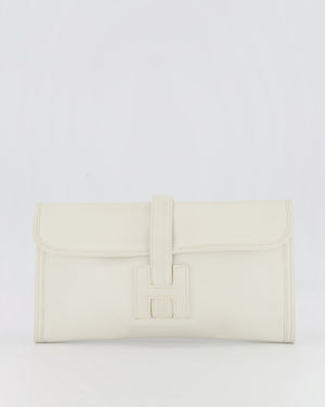 Hermès Jige Elan 29cm Clutch Bag in Blanc Evergrain Leather