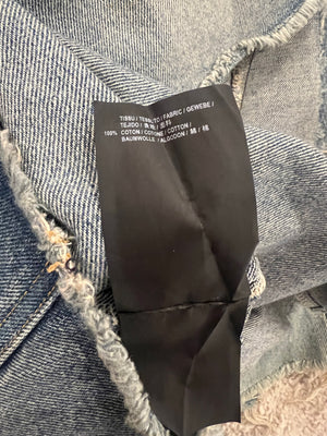 Saint Laurent Denim Mini Skirt with Asymmetric Stitch Details Size 26 (UK 8)